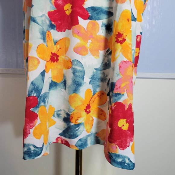 Lularoe Extra Large Orange Red Colorful Floral Collared Button Shortsleeve Shirt - Picture 2 of 9